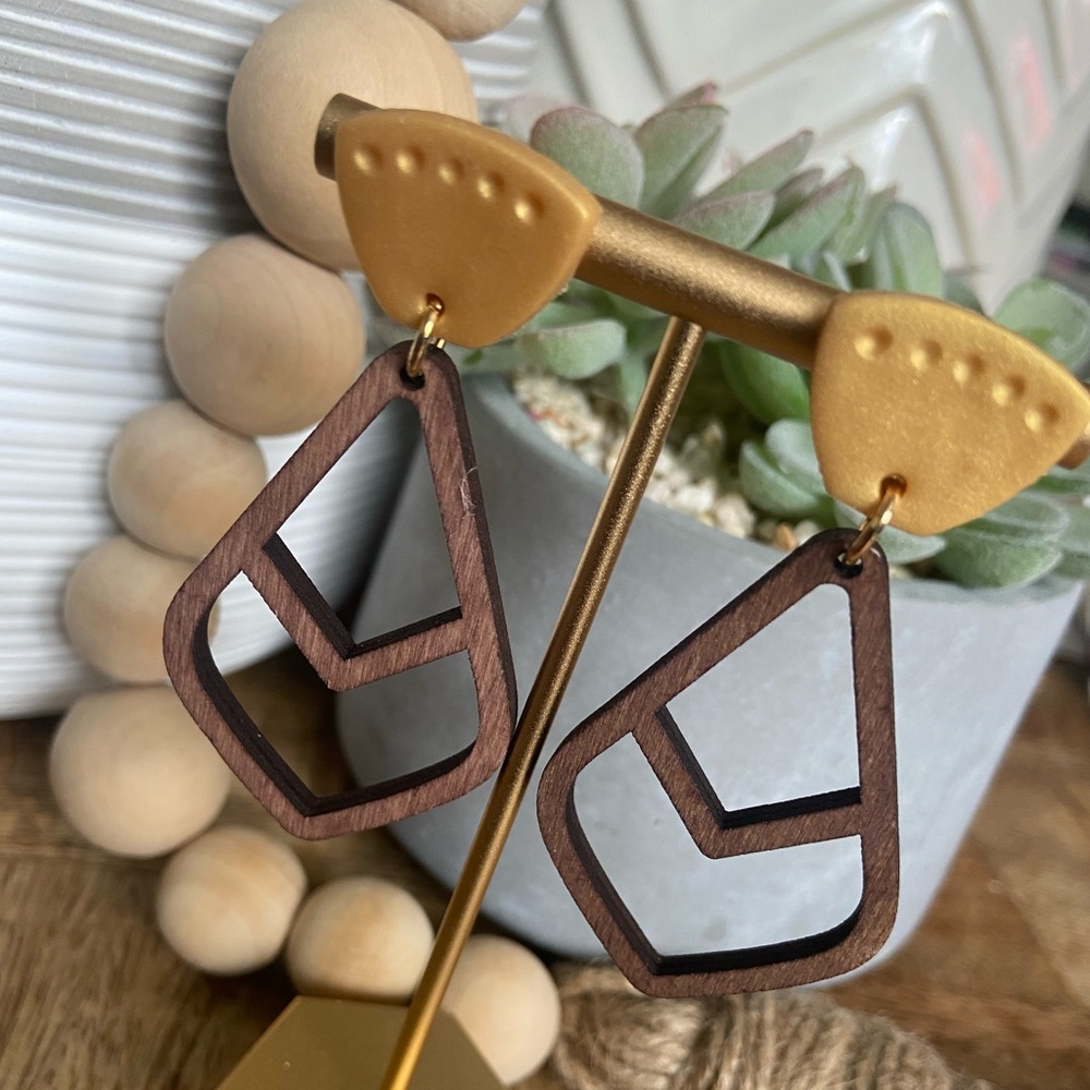 Handmade Wood and Clay Earrings